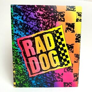 Vintage School Folder 80s Multicolor 90s Fluo Rad Dog Graphic Mead Pocket